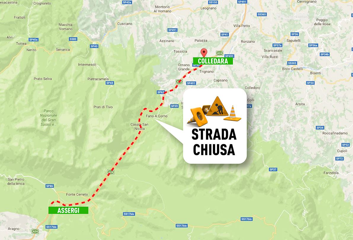 A24 Chiusure notturne Traforo del Gran Sasso direzione AQ/A25/RM Strada dei Parchi