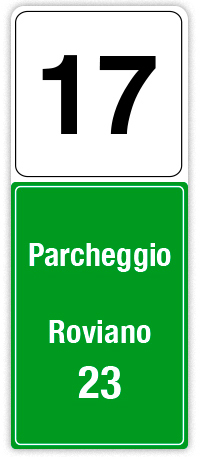 Esempio di cartello che indica il chilometro progressivo 17