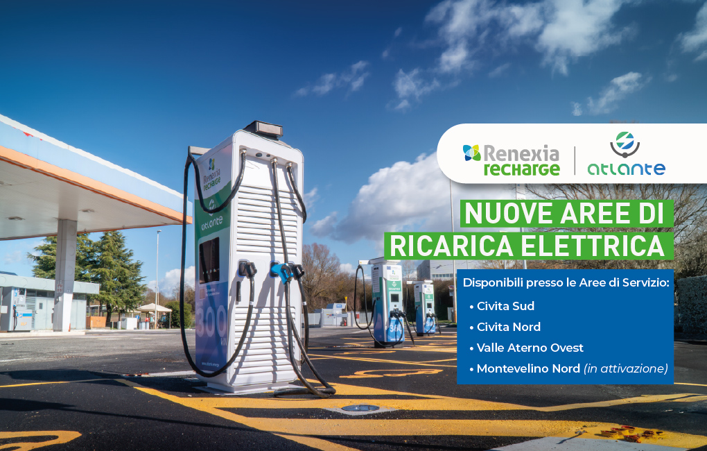 Su A24 e A25 nuovi punti fast e ultra-fast per la ricarica elettrica nelle aree di servizio